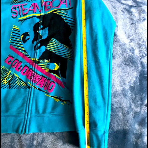 EUC Steamboat Springs Colorado Turquoise Full Zip Hoodie - Picture 4 of 10